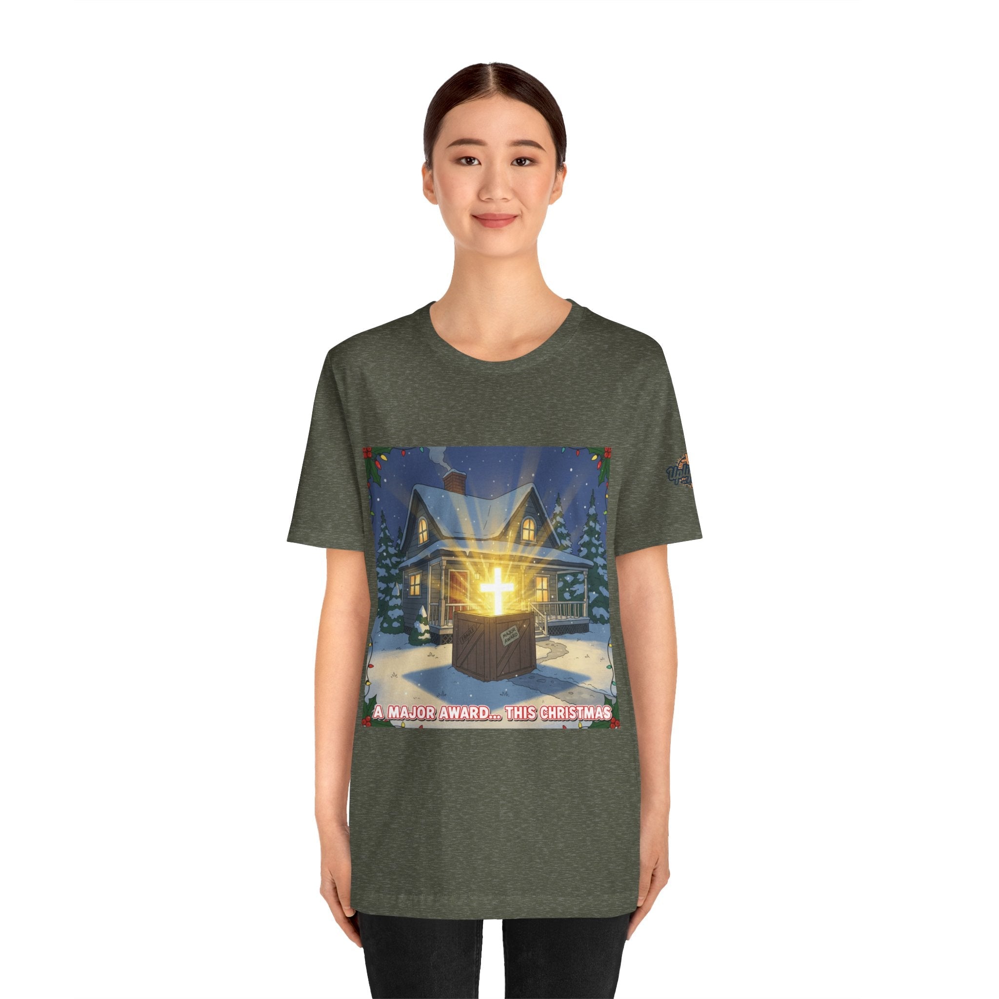 A Major Award This Christmas T-shirt – Fragile Leg Lamp Parody Cross Unboxing Christian T-shirt for Hilarious Faith & Holiday Glow Printify