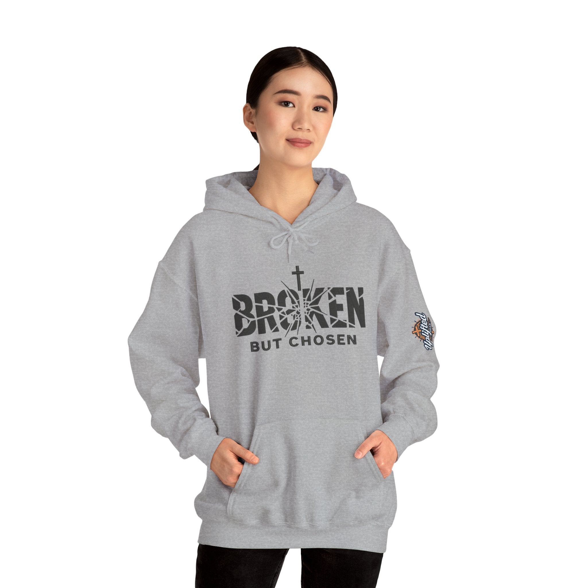 Broken But Chosen Hoodie — Christian Faith Graphic Sweatshirt Printify