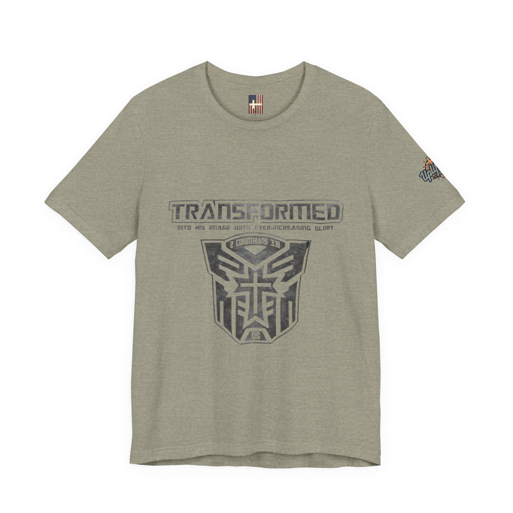 Transformer Logo Christian T-shirt | 2 Corinthians 3:18 Bible Verse T-shirt Printify