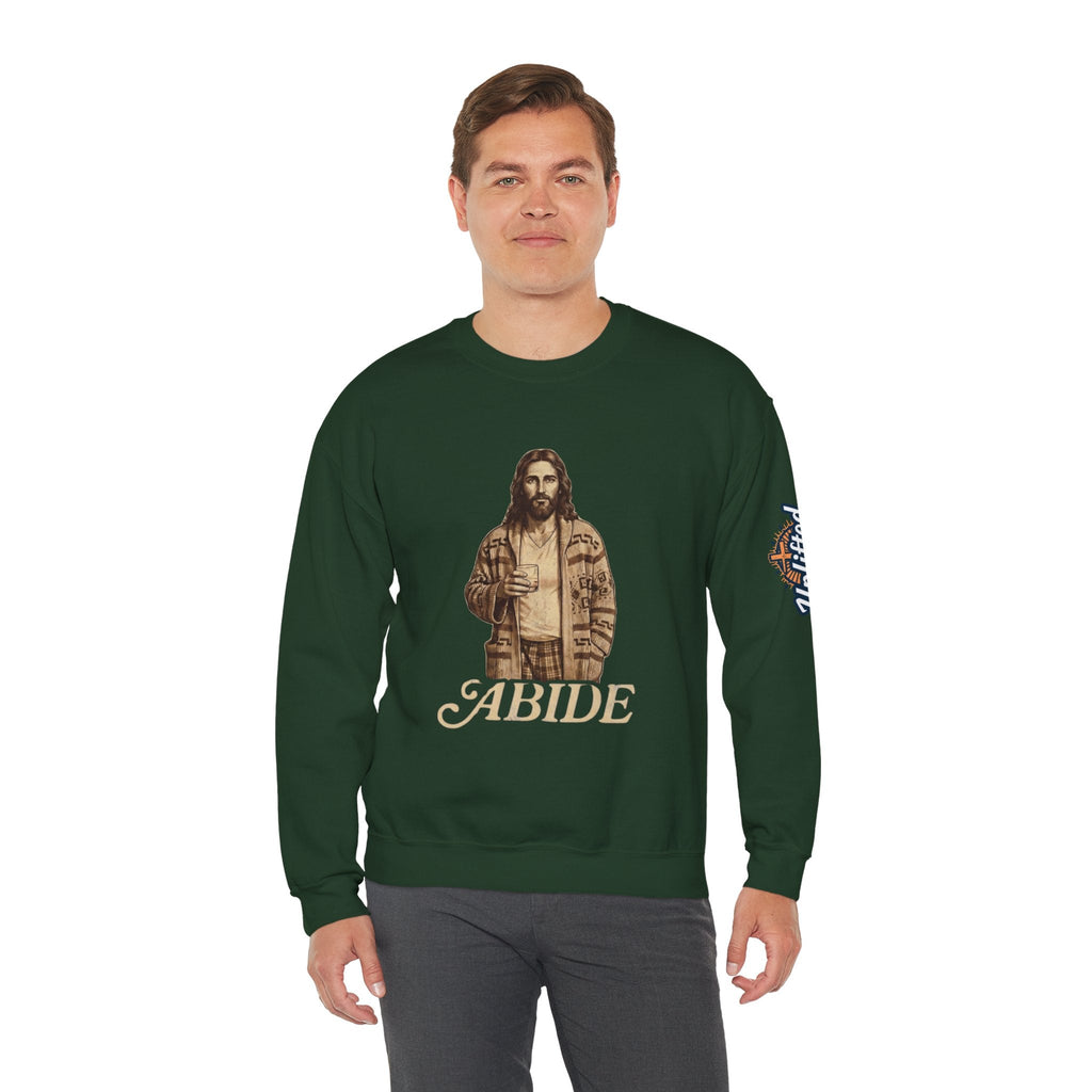 Abide Jesus Sweatshirt — Vintage 'The Dude' Religious Graphic Sweatshirt Printify