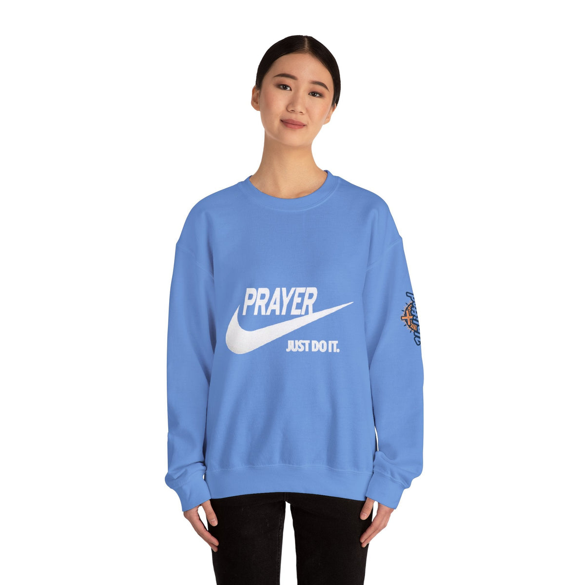 Prayer Just Do It Sweatshirt - Funny Christian Nike Parody Sweatshirt - Faith Gear Printify