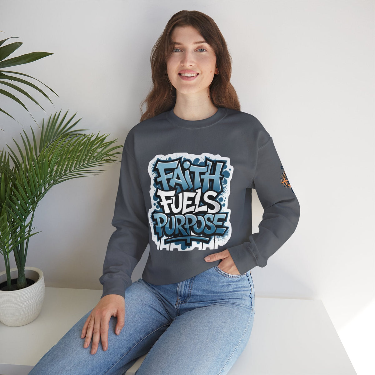 Faith Fuels Purpose Sweatshirt – Inspirational Christian Sweatshirt for Divine Drive & Unstoppable Belief Printify