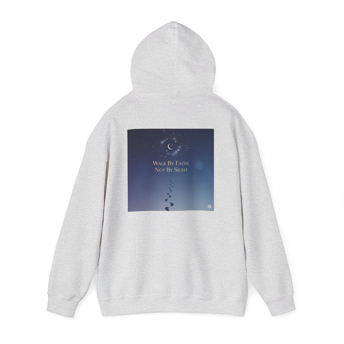 Walk by Faith, Not by Sight Hoodie – Moonlit Footprints Christian Hoodie for Cozy Nights Printify