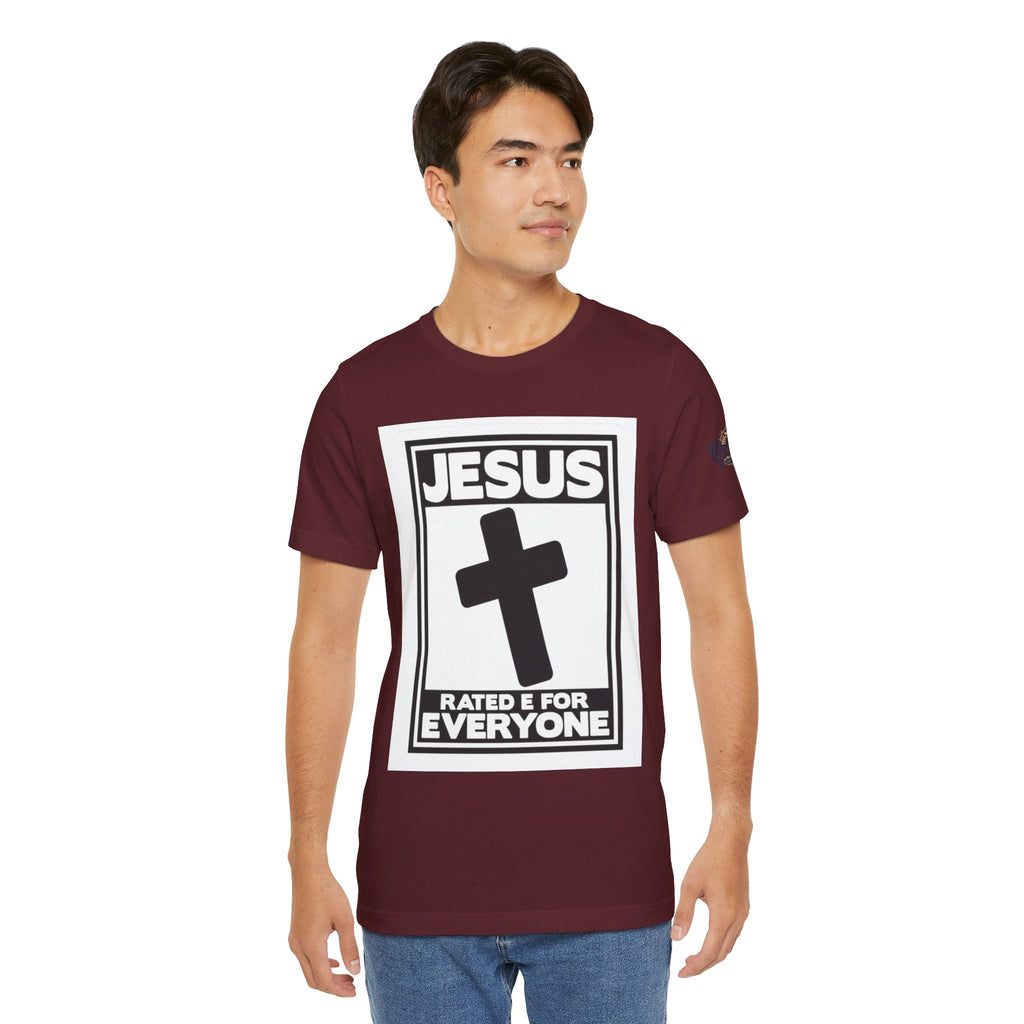 Jesus, Rated E for Everyone T-shirt - Gamer Faith T-shirt - Christian Video Game Parody Printify