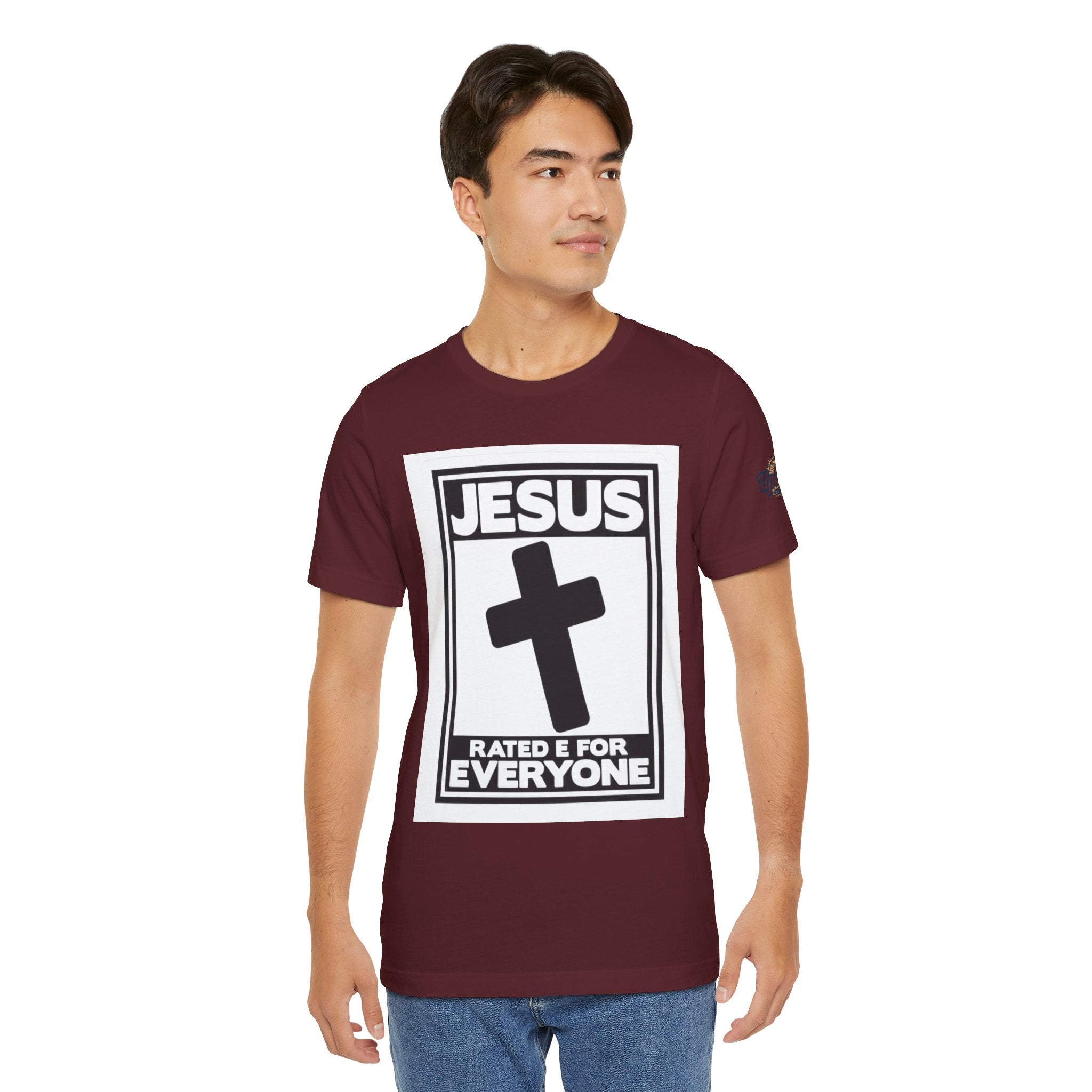 Jesus, Rated E for Everyone T-shirt - Gamer Faith T-shirt - Christian Video Game Parody Printify