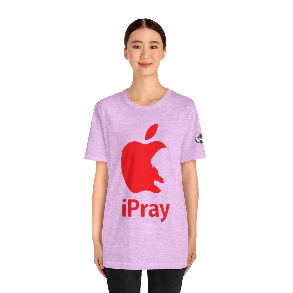 iPray Red Apple Christian T-Shirt — Faith Graphic Tee Printify