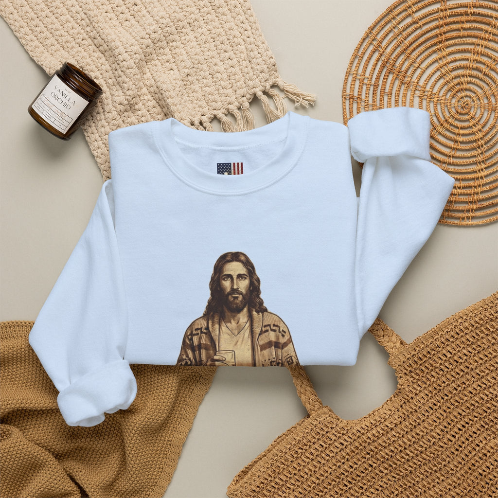 Abide Jesus Sweatshirt — Vintage 'The Dude' Religious Graphic Sweatshirt Printify