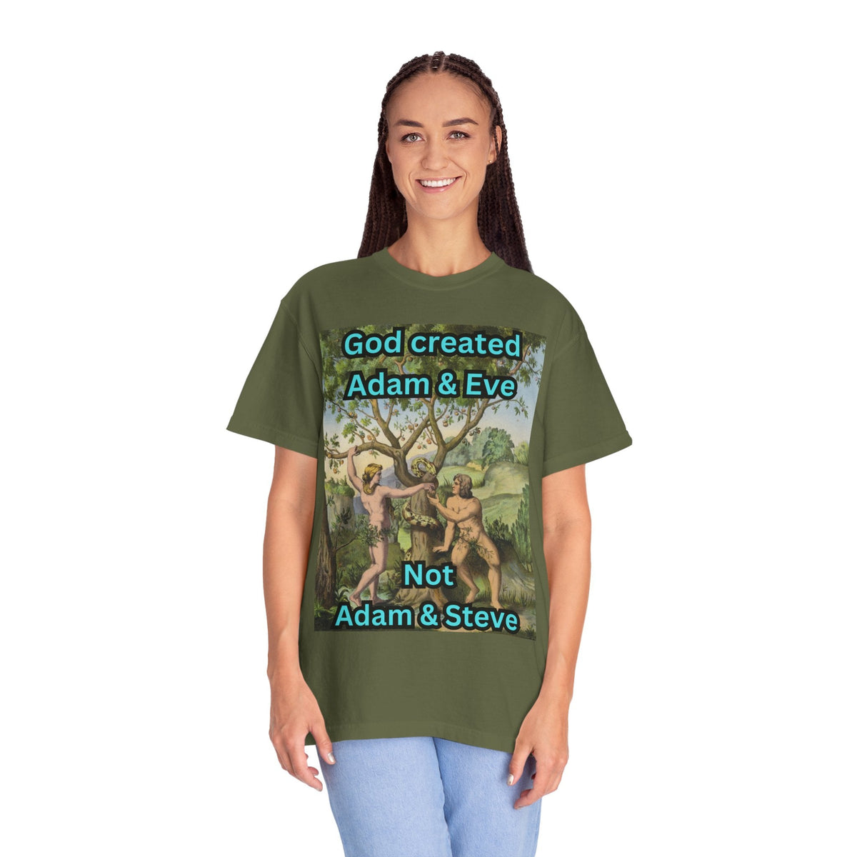 God Created Adam and Eve T-Shirt – Biblical Truth Christian Tee for Bold Faith Printify