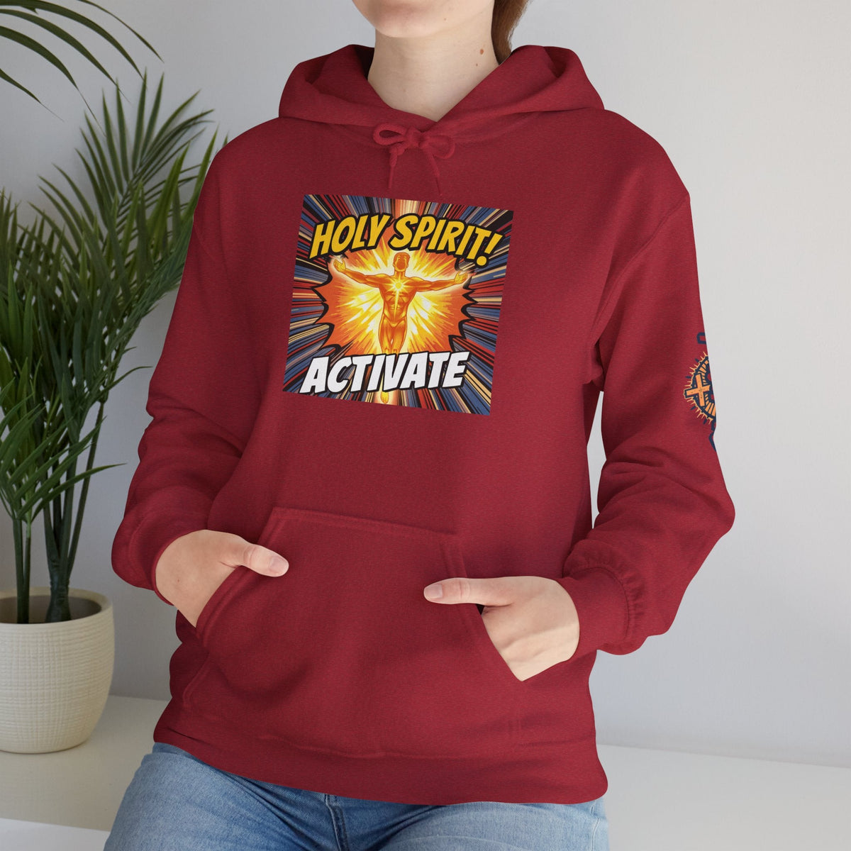 Holy Spirit Activate Hoodie – Superhero Christian Sweatshirt with Vibrant Power-Up Design for Faith-Fueled Boldness Printify