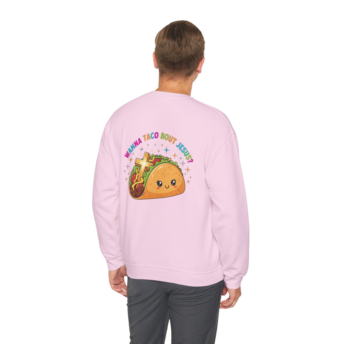 Wanna Taco 'Bout Jesus Sweatshirt – Cozy Christian Pun Sweatshirt for Faith & Fun Printify