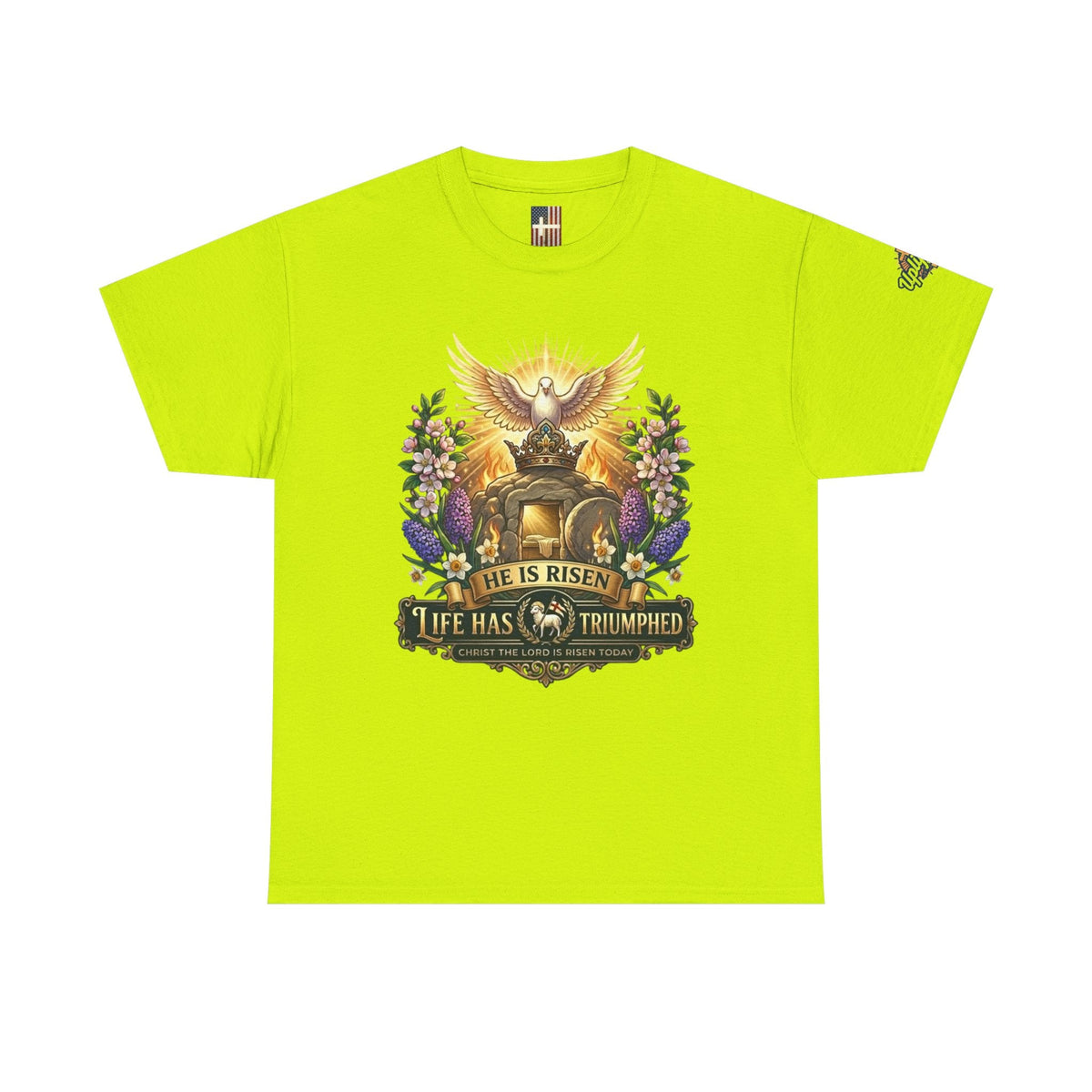 He Is Risen "Life Has Triumphed" T-Shirt — Easter Resurrection Christian Tee Printify