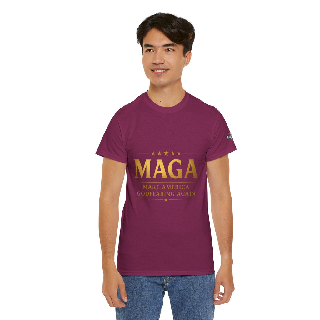 MAGA Gold Letter T-Shirt — "Make America Great Again" Printify