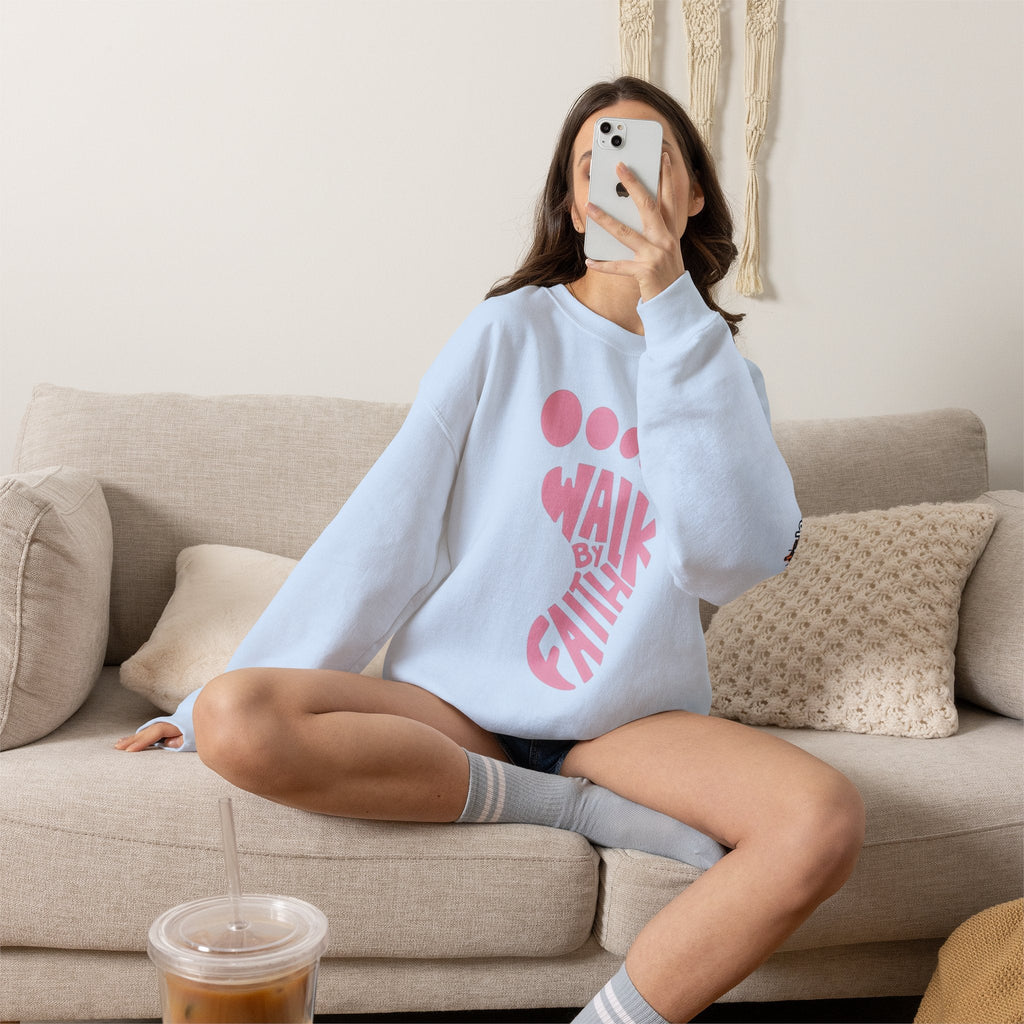 Walk By Faith Footprint Sweatshirt Printify