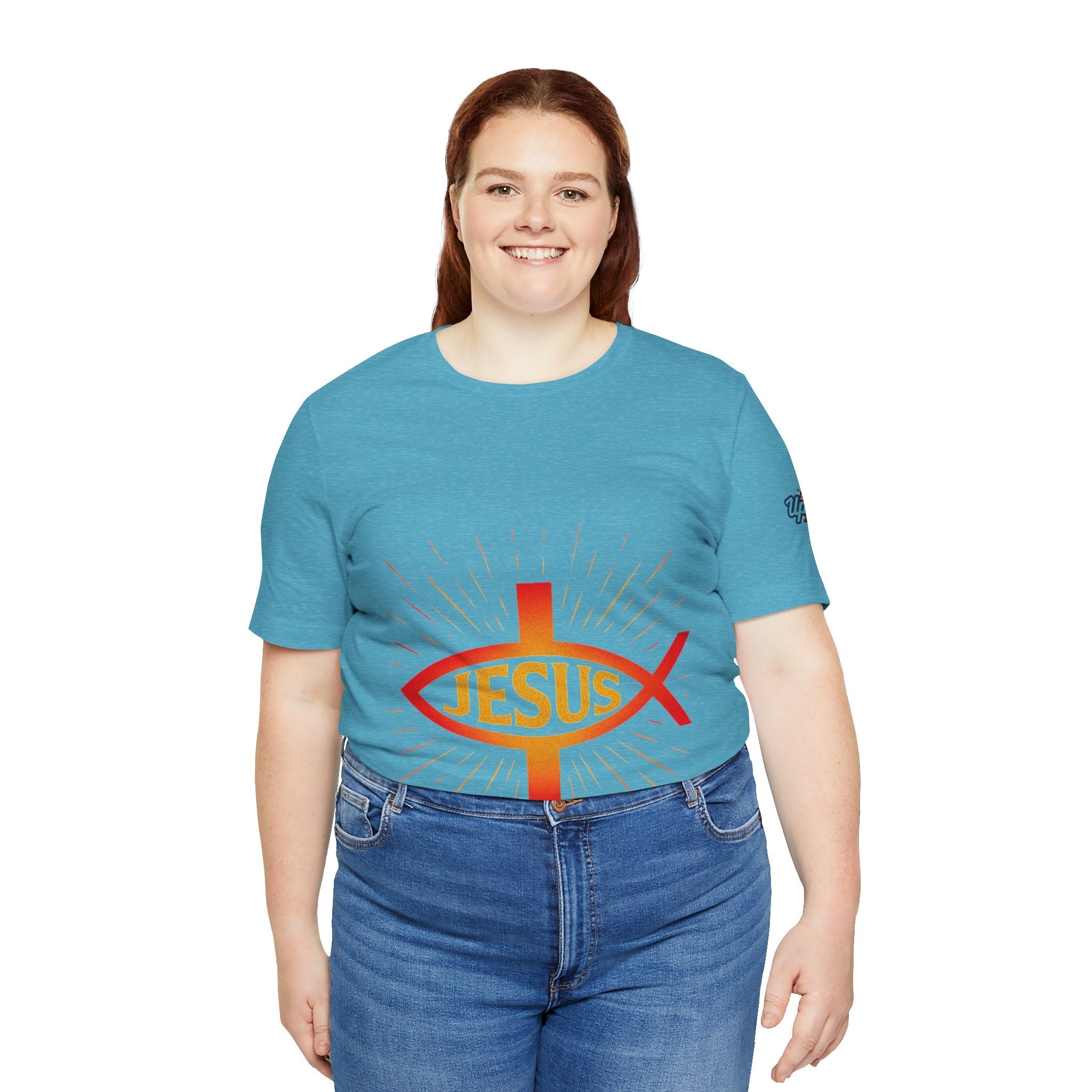 Jesus Ichthys T-shirt – Christian Fish Symbol with Cross & Jesus Inscription T-shirt for Eternal Faith & Streetwear Printify