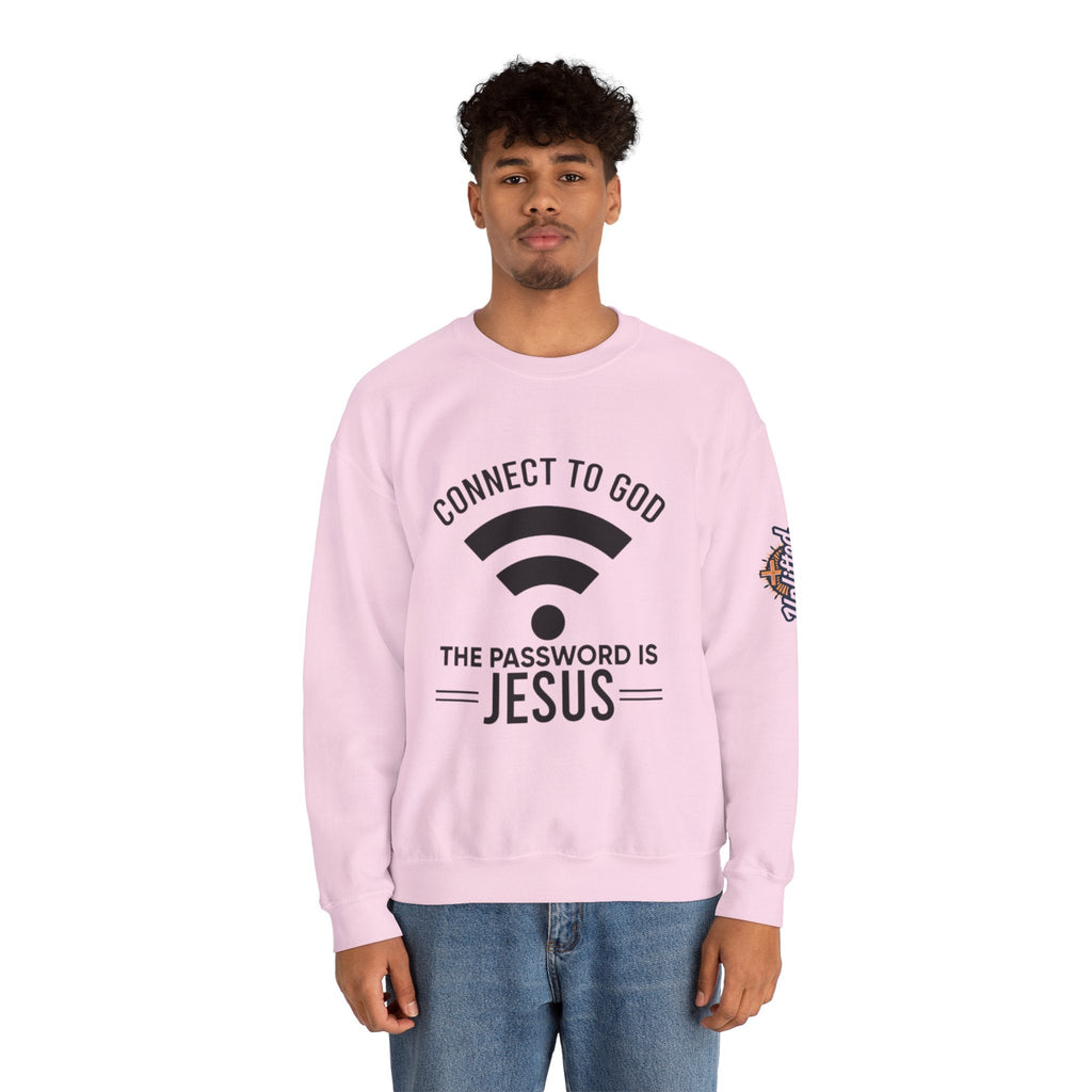 Connect to God Sweatshirt - WIFI Password is Jesus - Funny Christian Faith Sweatshirt Printify