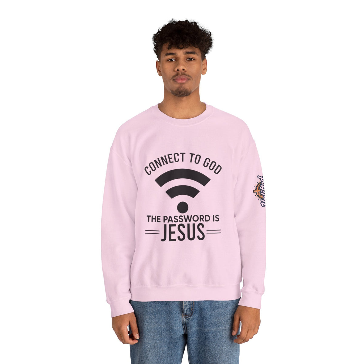Connect to God Sweatshirt - WIFI Password is Jesus - Funny Christian Faith Sweatshirt Printify
