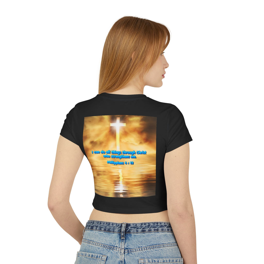 Women's Baby Tee - Phillipians 4:13 Bible Verse Religious Design Printify