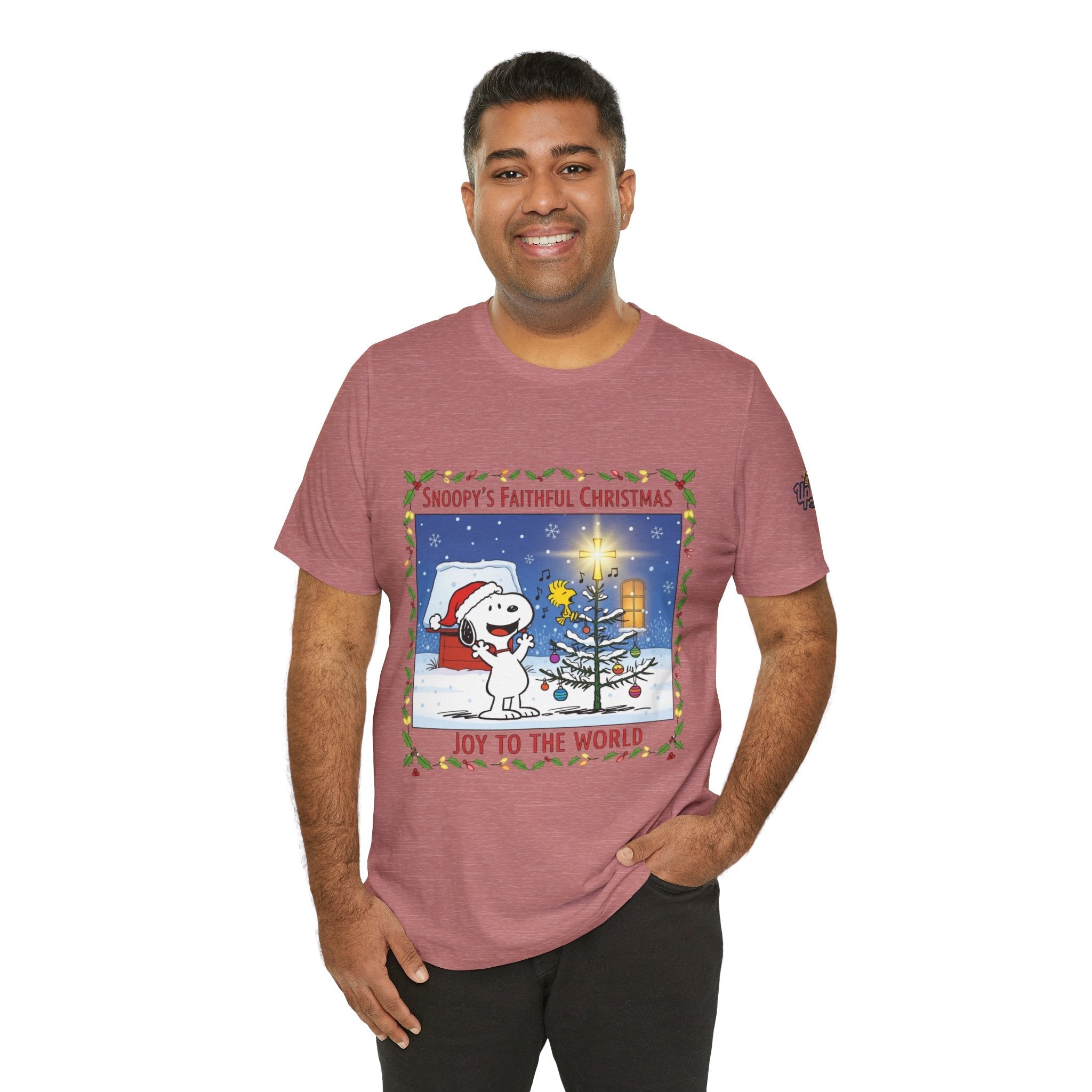 🎄 Faithful Christmas Friends – Christian Holiday T-Shirt | Festive Tree & Cartoon Duo | Heartwarming Christmas Tee by Uplifted Gear Printify