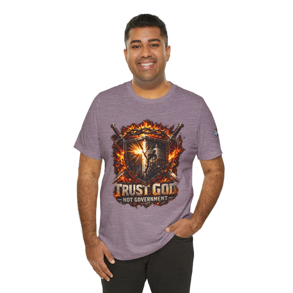 Trust God Not Government Shield Tee — Patriotic Christian Faith T-Shirt Printify