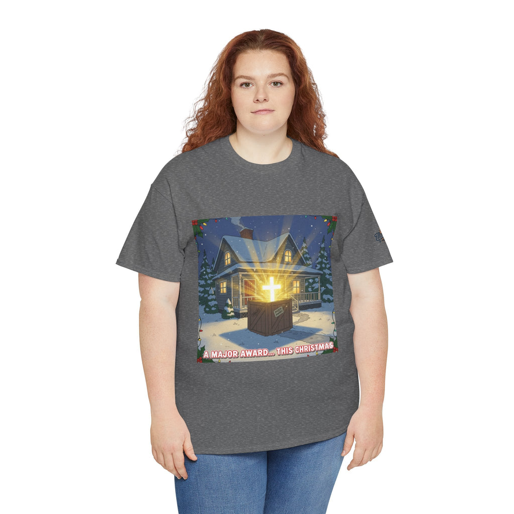 A Major Award This Christmas T-shirt – Fragile Leg Lamp Parody Cross Unboxing Christian T-shirt for Hilarious Faith & Holiday Glow Printify