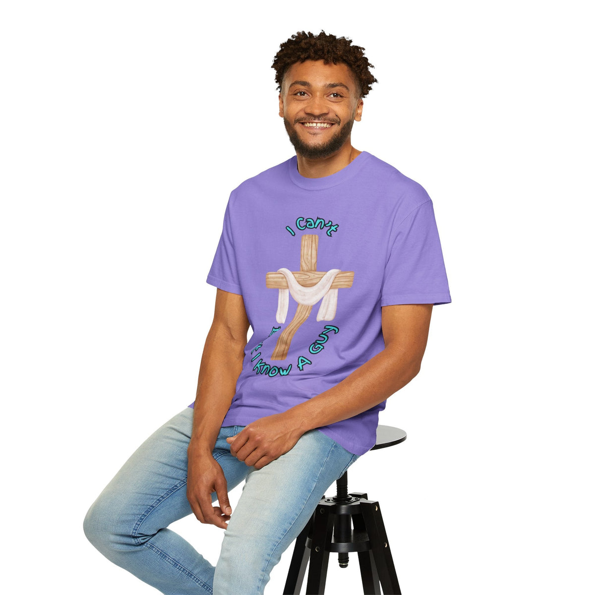 I Can’t, But I Know a Guy T-Shirt – Jesus Cross Christian Tee for Faithful Humor Printify