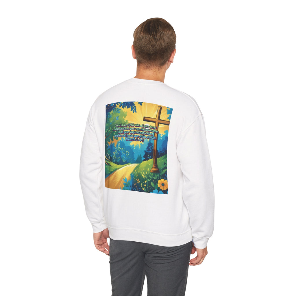 Trust in The Lord Proverbs 3:5-6 Biblical Design Crewneck Sweatshirt Printify
