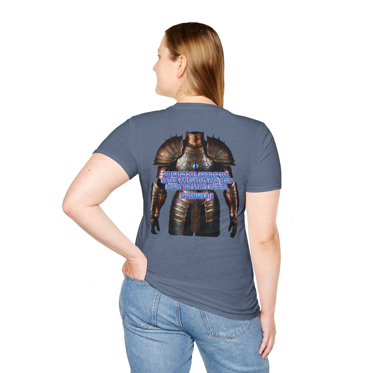 Religious Graphic Tee with Armor Of God Design - Unisex Softstyle T-Shirt Printify