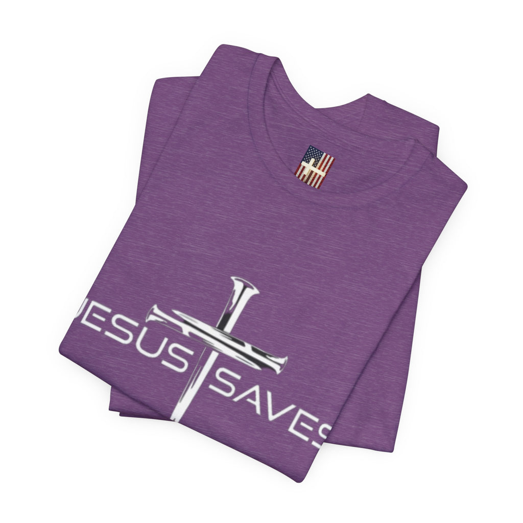 Copy of Jesus Saves T-shirt – 3 Nails Crucifix Cross Christian T-shirt for Redemption Faith & Bold Salvation