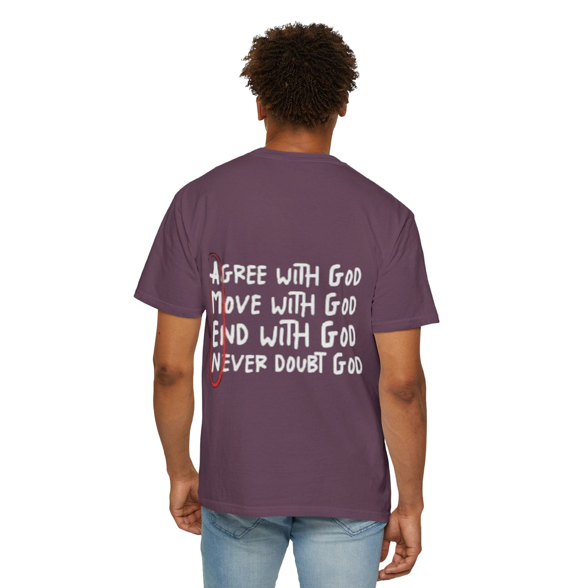 AMEN Acronym T-Shirt – Always Agree with God Move with God End with God Never Doubt God Christian Tee for Unwavering Faith Printify