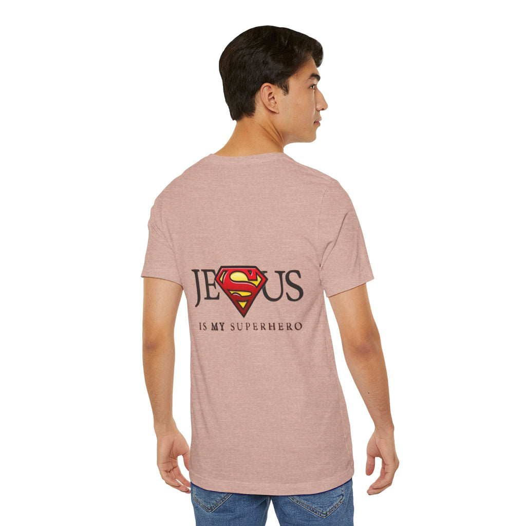 Jesus Is My Superhero T-Shirt — Faith-Based Superman-Inspired Tee Printify