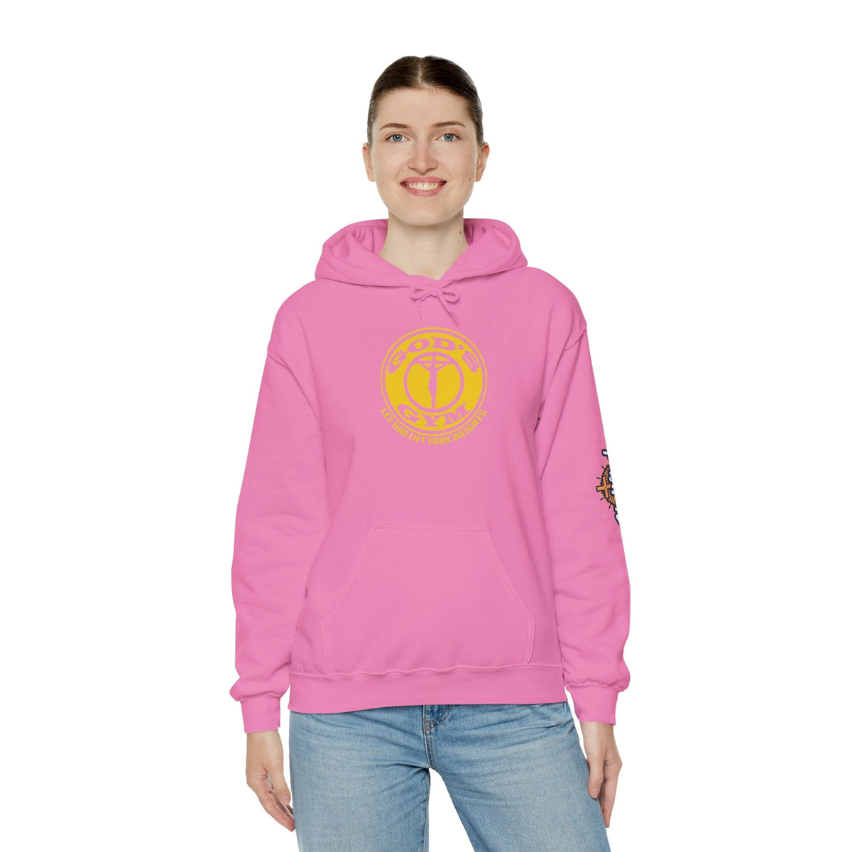 God's Gym Hoodie — "Let Him Lift Your Weights" Christian Fitness Hoodie Printify