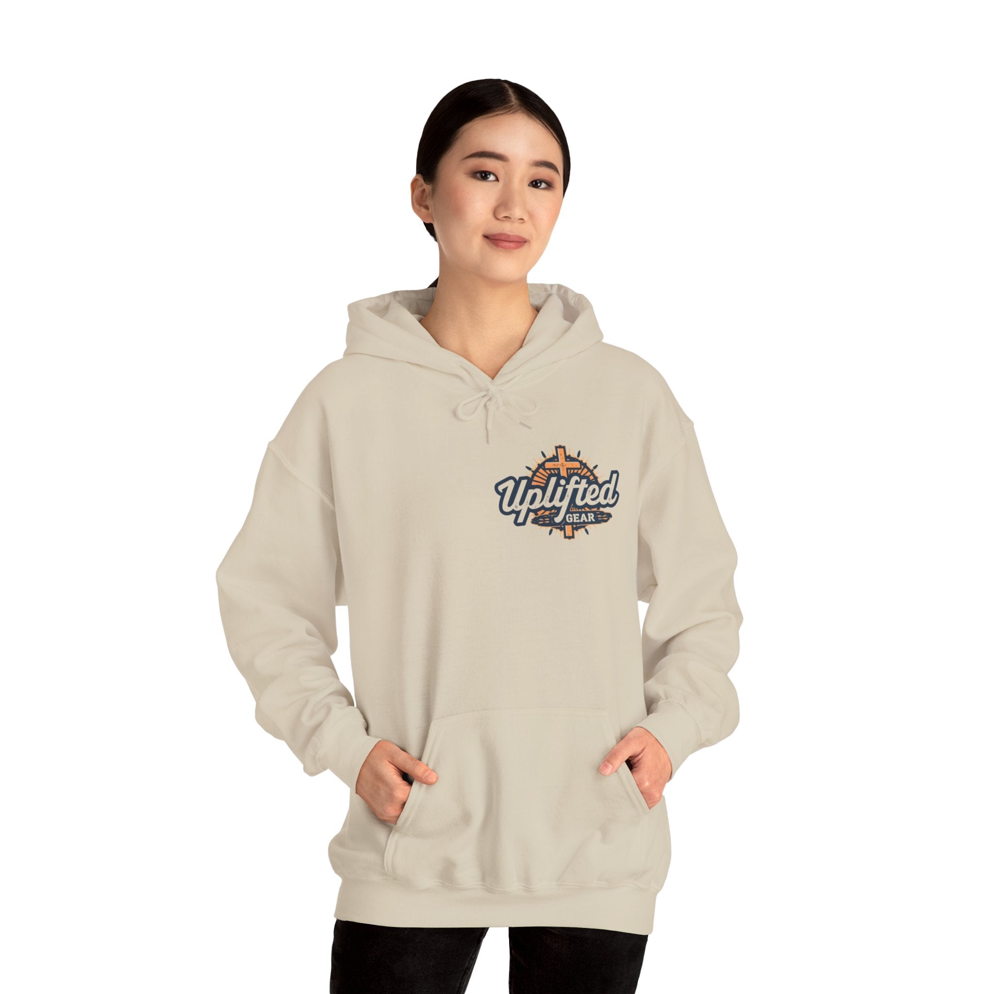 Walk by Faith Hoodie – Cross & Footprints Christian Hoodie for Cozy Inspiration Printify