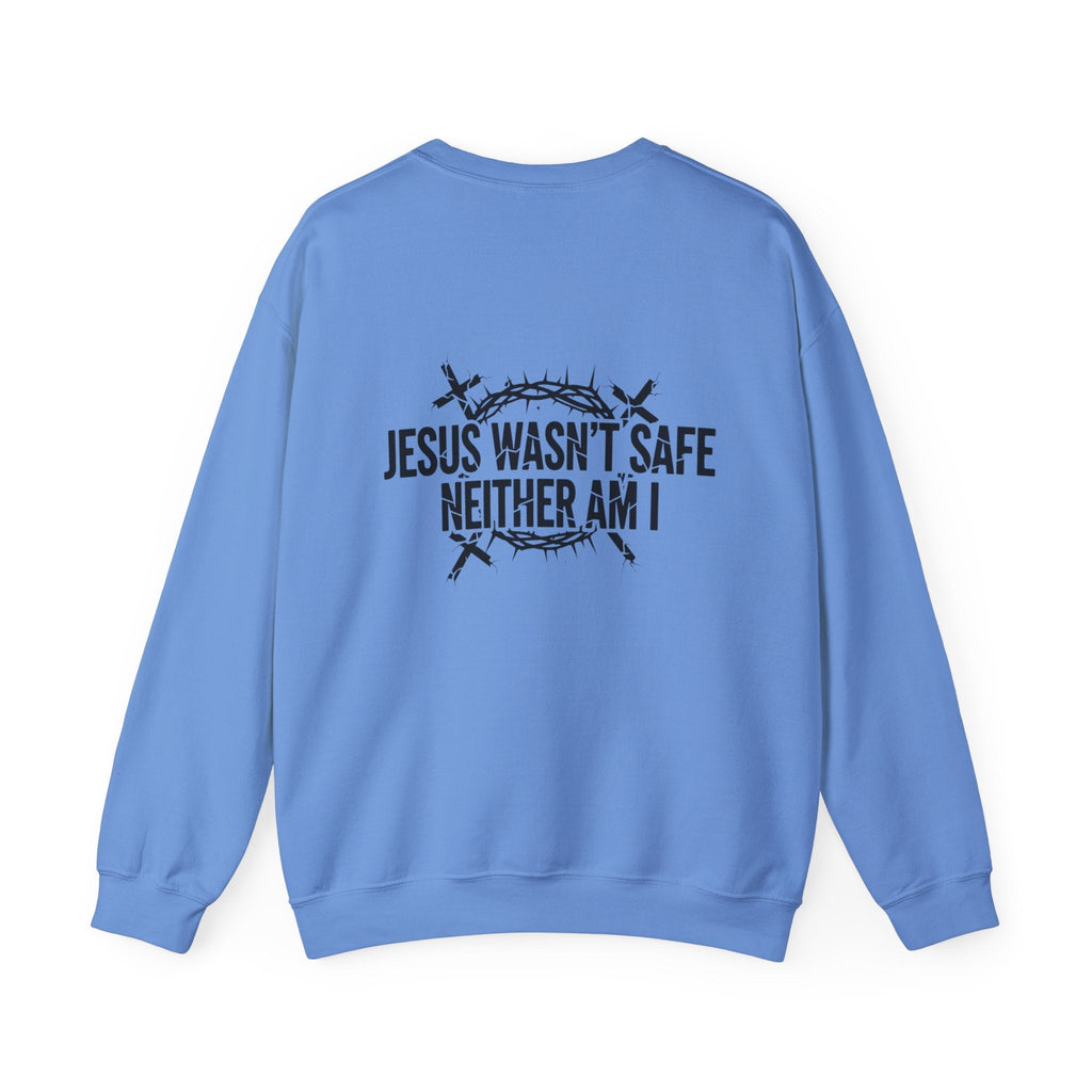 ⚡ Jesus Wasn’t Safe – Neither Am I | Bold Christian Sweatshirt | Storm-Walking Faith Tee | Minimalist Black & White Design | Uplifted Gear Printify