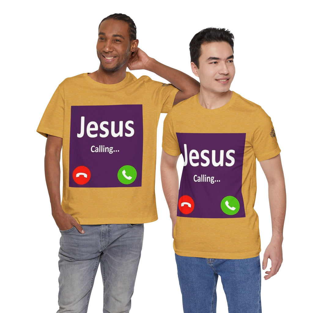 Jesus Calling T-shirt – Funny Cell Phone Screen Christian T-shirt for Divine Connection & Faith Humor Printify