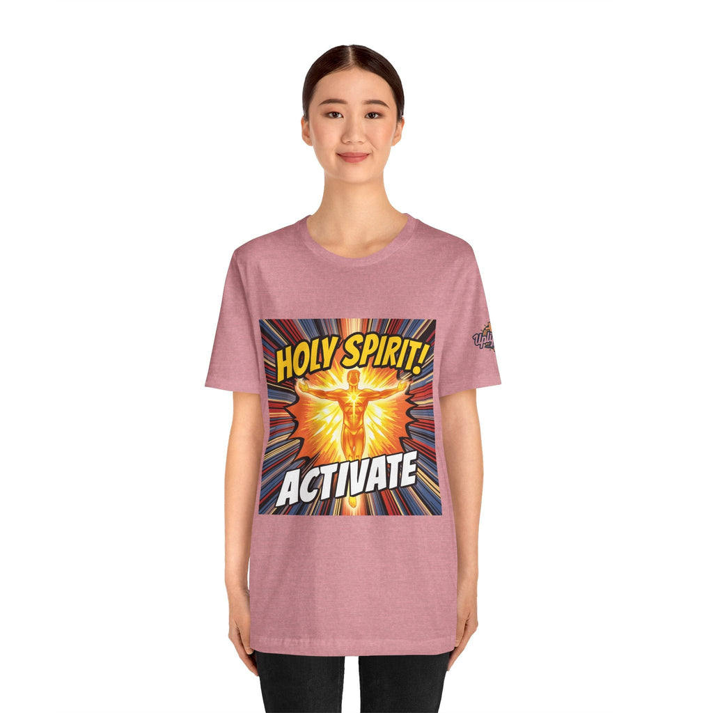 Holy Spirit Activate T-shirt – Superhero Christian T-shirt with Vibrant Power-Up Design for Faith-Fueled Boldness Printify