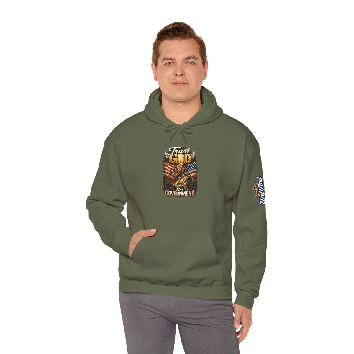 Trust God Not Government Hoodie — Vintage Patriotic Christian Hoodie Printify