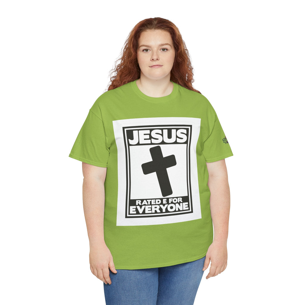 Jesus, Rated E for Everyone T-shirt - Gamer Faith T-shirt - Christian Video Game Parody Printify