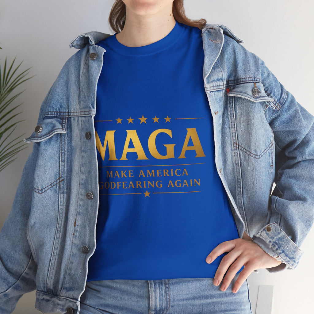 MAGA Gold Letter T-Shirt — "Make America Great Again" Printify