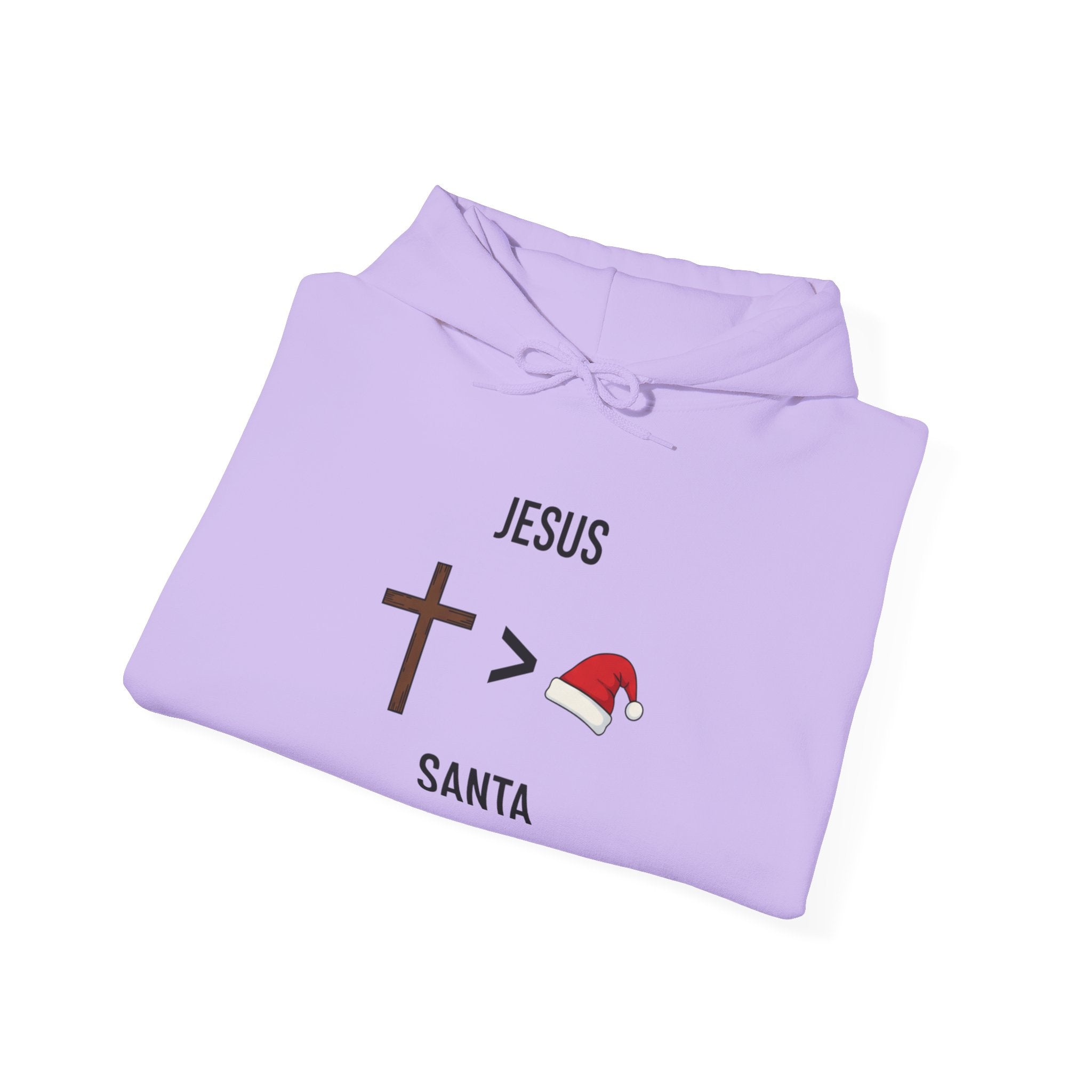 🎄 Jesus > Santa – Minimalist Christian Christmas Hoodie | Bold Faith Over Holiday Tee | Cross vs Santa Hat Design | Uplifted Gear Printify