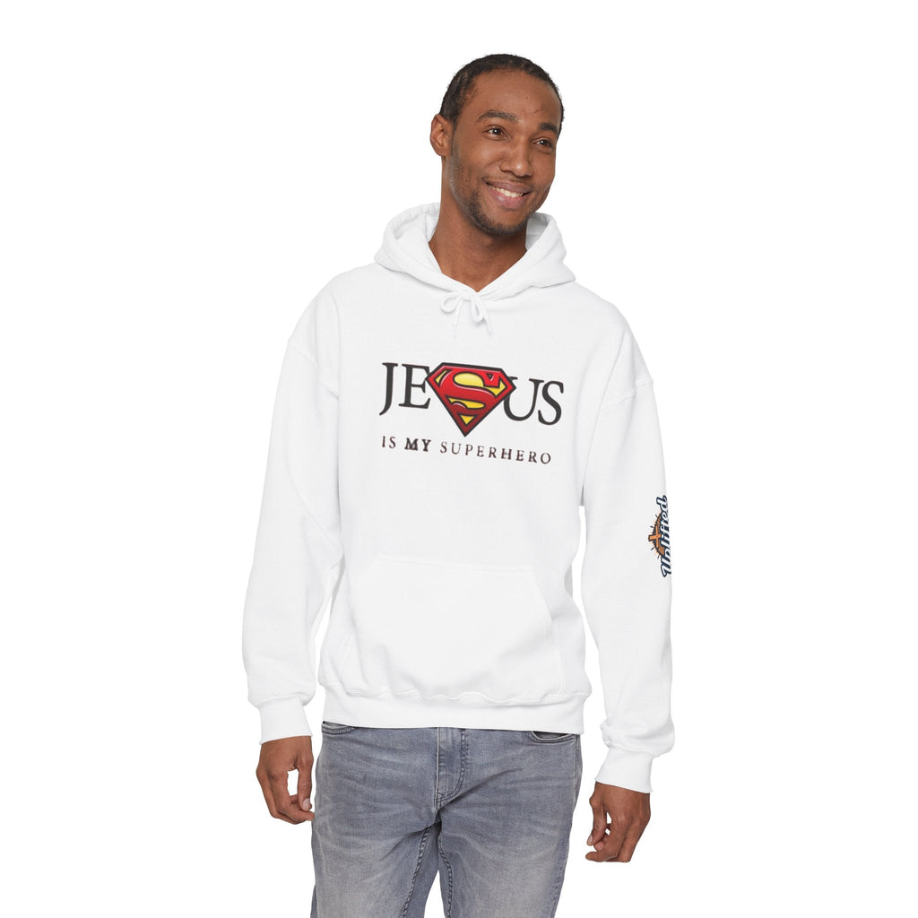 Jesus Is My Superhero Hoodie — Christian Faith Graphic Pullover Printify