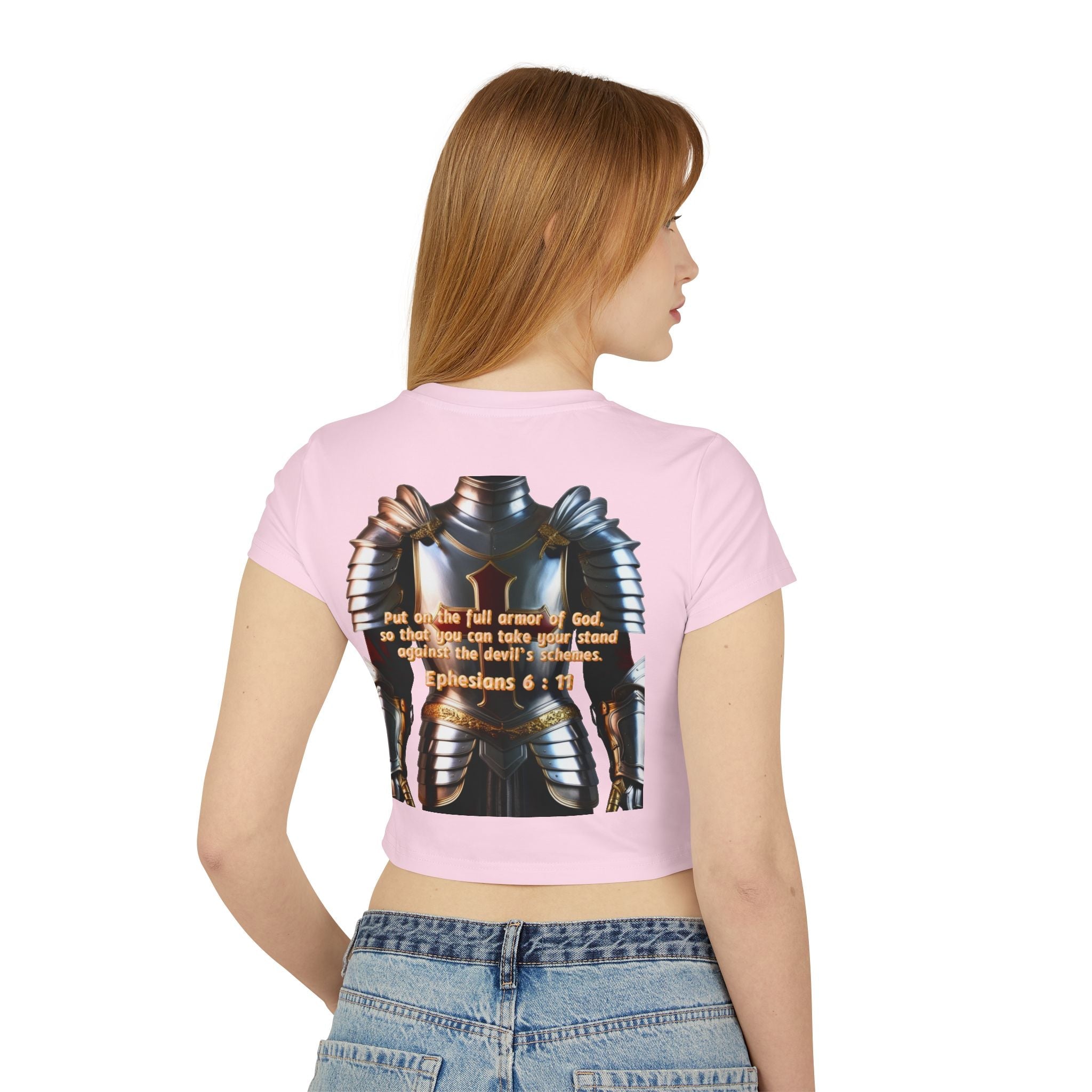 Women's Baby Tee - Ephesians 6:11 Bible Verse Religious Design Printify
