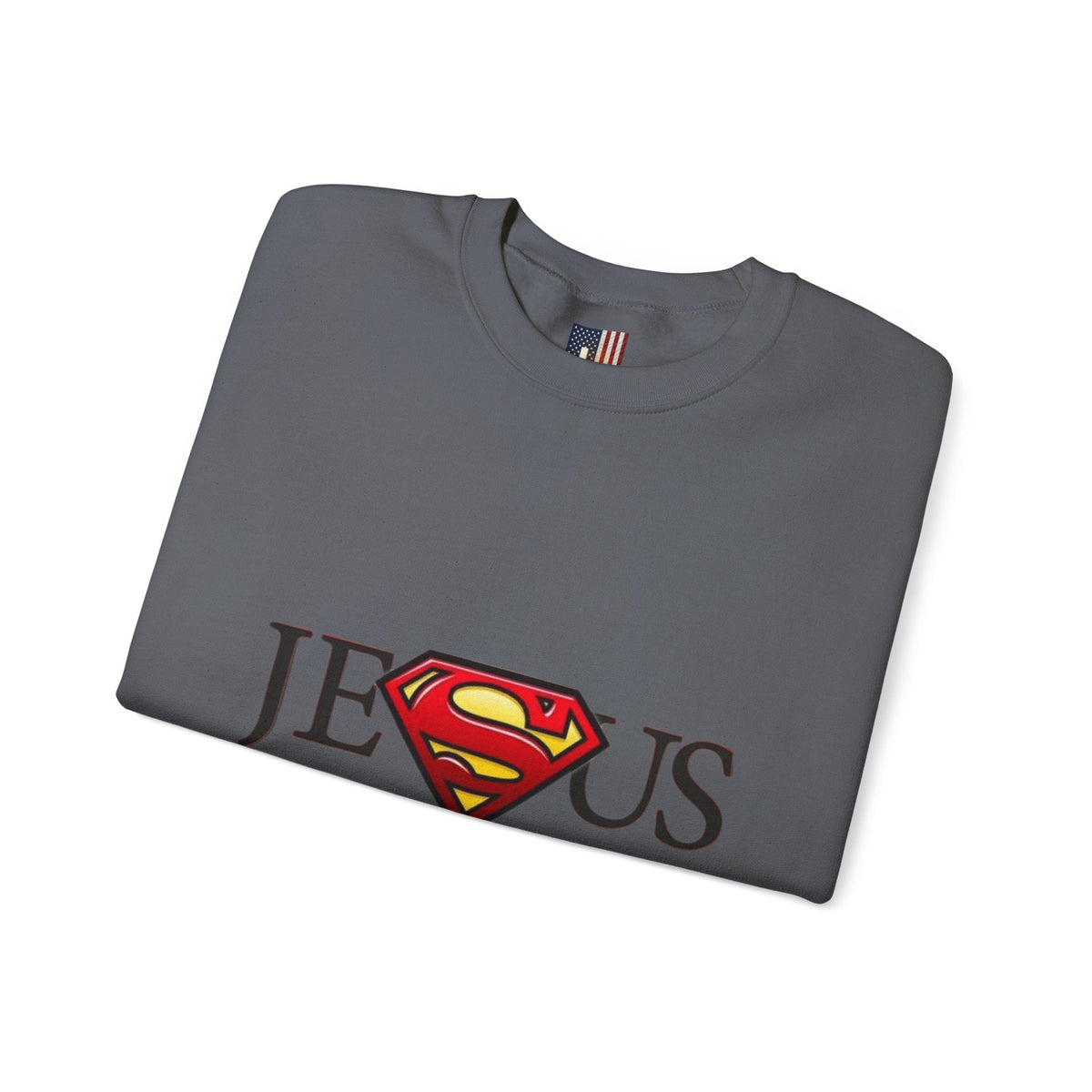 Jesus Is My Superhero Crewneck Sweatshirt Printify