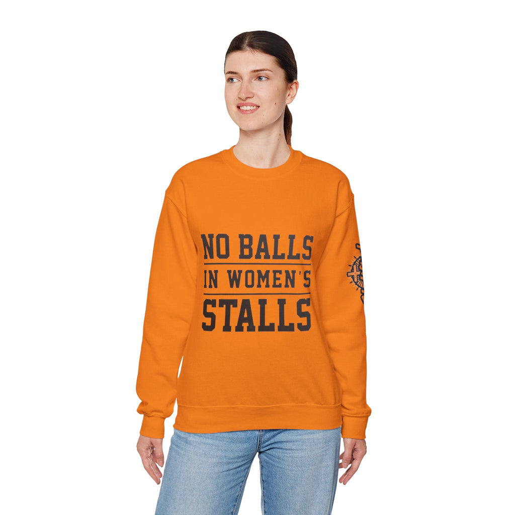 No Balls in Women's Stalls Crewneck Sweatshirt — Bold Statement Pullover Printify