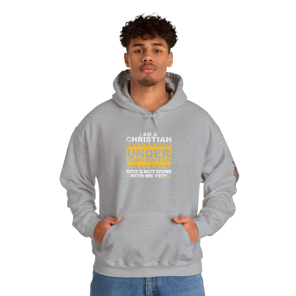 Christian Under Construction Hoodie | God Is Not Done With Me Yet Hoodie Printify