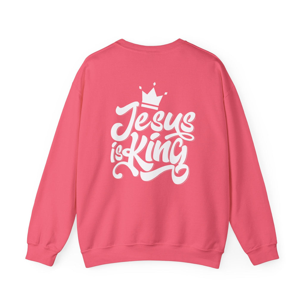 Jesus is King Sweatshirt – Bold Crown & Cross Christian Hoodie for Eternal Faith & Comfort Printify
