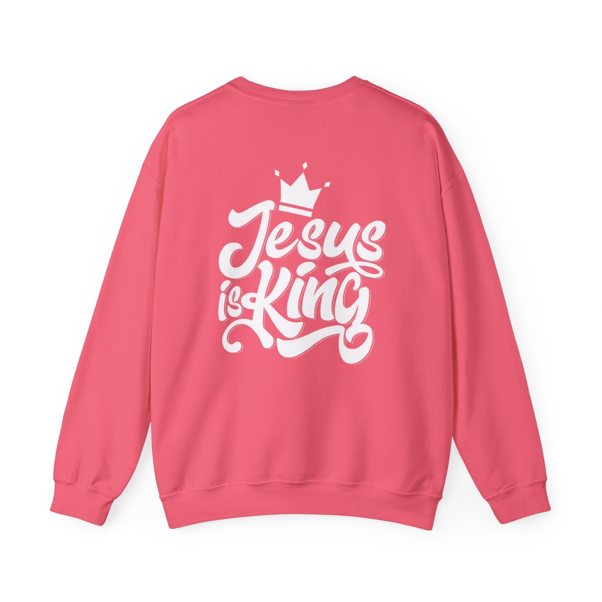 Jesus is King Sweatshirt – Bold Crown & Cross Christian Hoodie for Eternal Faith & Comfort Printify