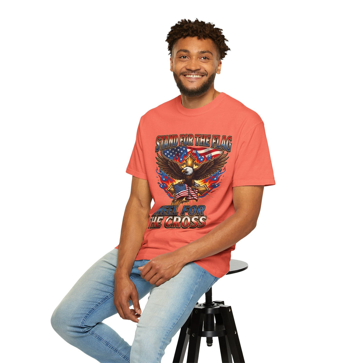 Stand for the Flag Kneel for the Cross T-shirt | Patriotic Eagle T-shirt Printify
