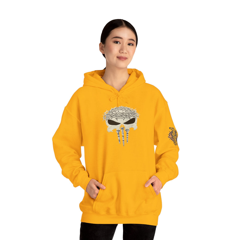 Christian Skull Hoodie - Crown of Thorns & Nails - Warrior Faith Hoodie Printify