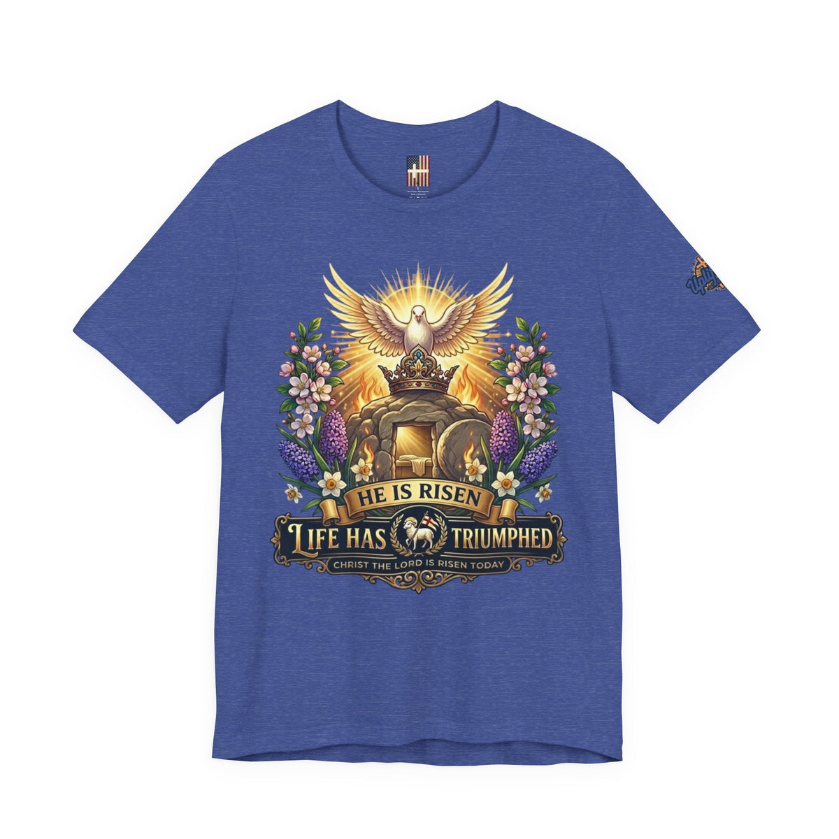 He Is Risen "Life Has Triumphed" T-Shirt — Easter Resurrection Christian Tee Printify
