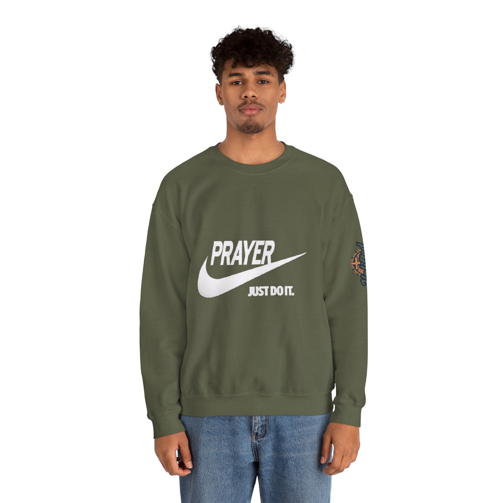 Prayer Just Do It Sweatshirt - Funny Christian Nike Parody Sweatshirt - Faith Gear Printify